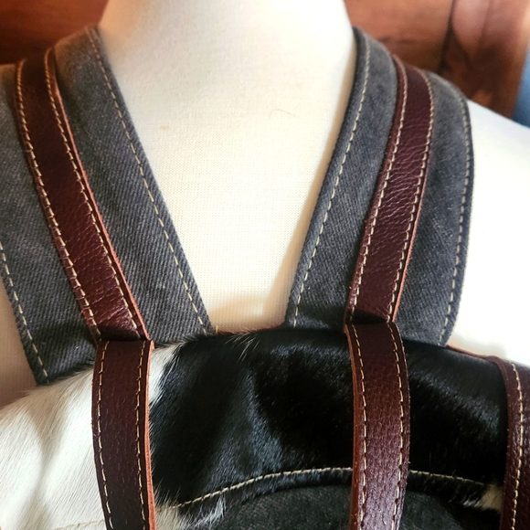 Myra Leather And Cowhide Fabric Stylish Square Backpack - Picture 7 of 15